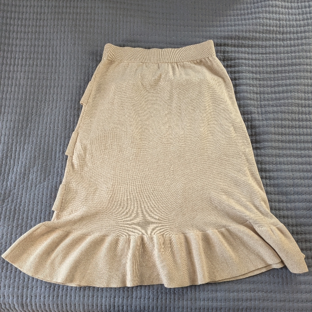 Dainty Jewells A Darling Day Tan Ruffled Sweater Skirt - Picture 3 of 3